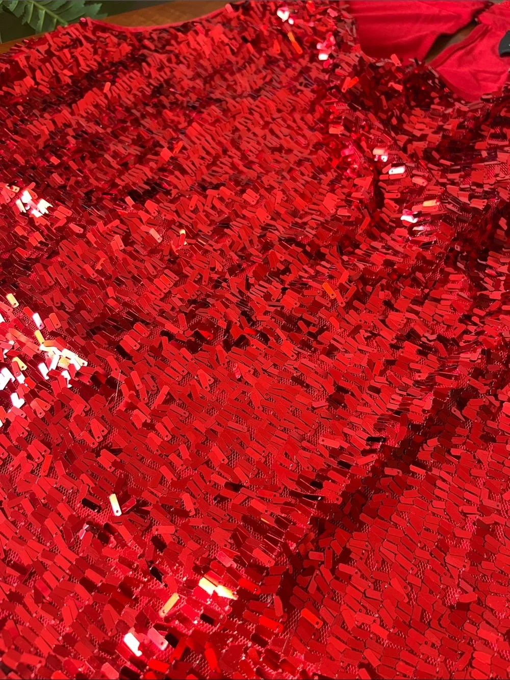 BOTH Sequin Party Tops Red & Silver Confetti Sequins Club Wear Drape Neck - Picture 8 of 15